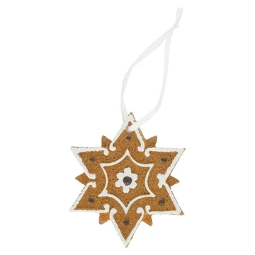 Akasztós poly mézeskalács csillag 8,1×0,7×6,6 cm – barna, fehér