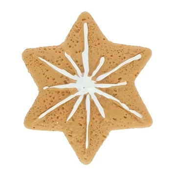 Öntapadós poly mézeskalács csillag 2,6×0,4×3,3 cm – barna, fehér, 8 db