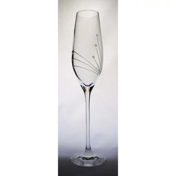 Swarovski díszítésű üveg pohár, pezsgő, 210 ml, átlátszó, 6 db