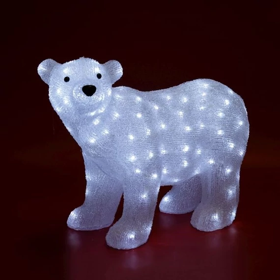 Akril jegesmedve, kültéri, 120 WH LED, hidegfehér, 58x28x42 cm