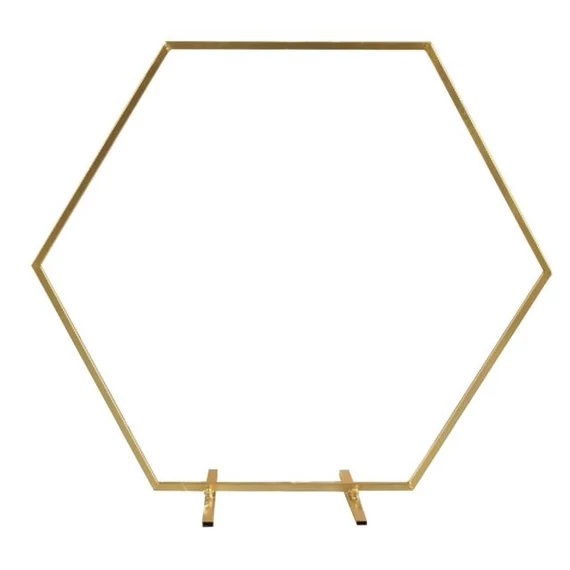 Hatszög alakú állvány, fém, 70 cm, arany
