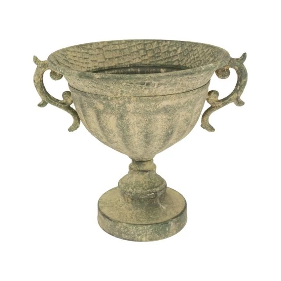 Amfóra, bádog, 23,5x23 cm, antik zöld