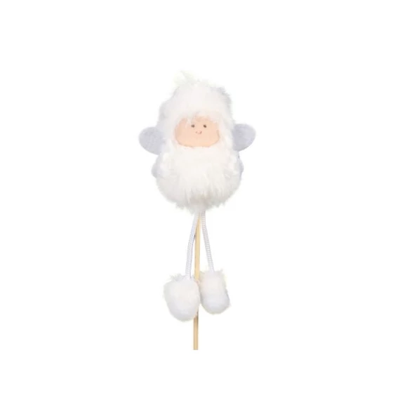 Betűzős angyal textil 14 cm, fehér, 4 db
