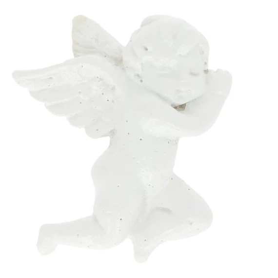 Fekvő angyal, öntapadós, poly, 4,4×0,9×4 cm, fehér, 4 db