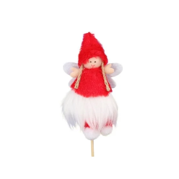 Betűzős angyal sapkában textil 13,5 cm, piros, 4 db