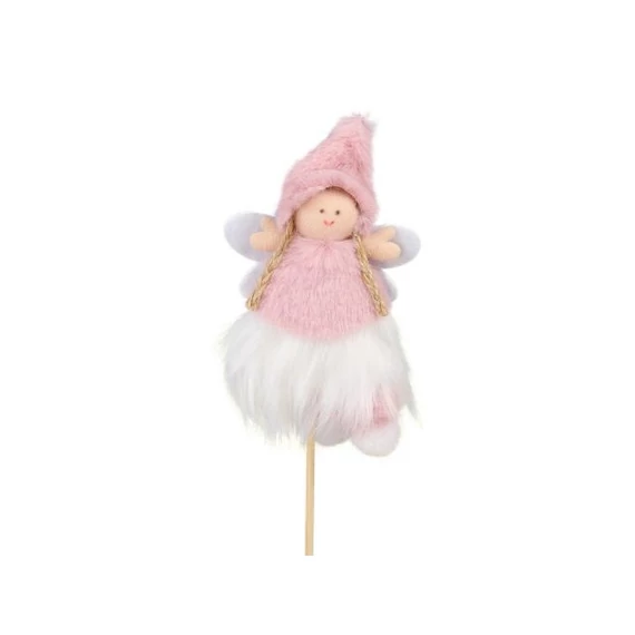 Betűzős angyal sapkában textil 13,5 cm, rózsaszín, 4 db