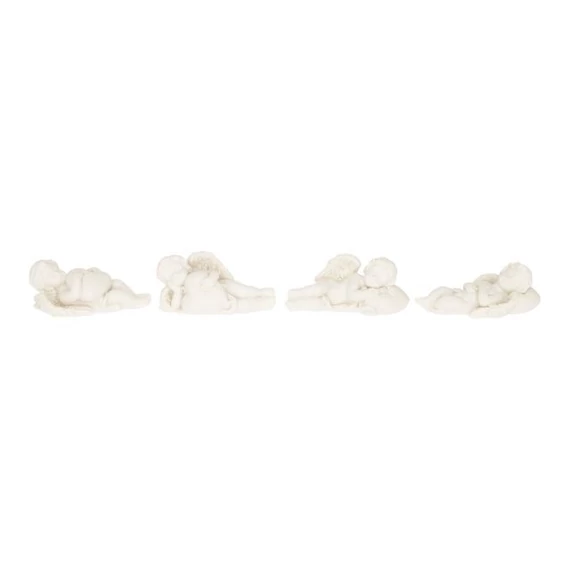 Fekvő angyal szívvel, poly, 6,2x3x3 cm, fehér, 4 féle