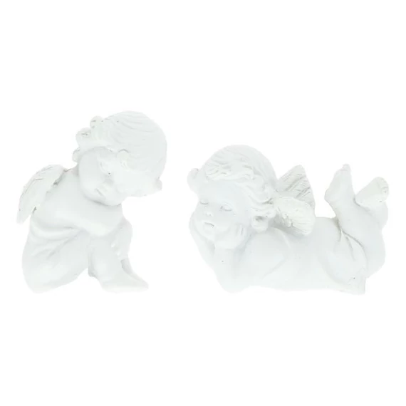 Ülő, fekvő angyal, öntapadós, poly, 3,5×1,5×3,5 cm, fehér, 2 db
