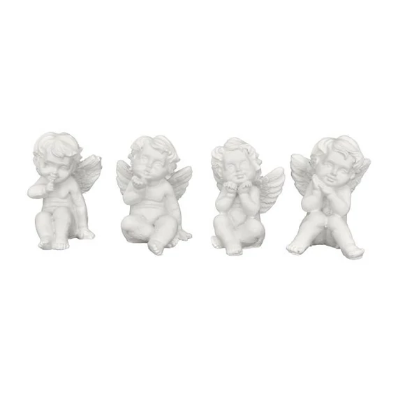 Ülő angyal, poly, 3,6x3,7x4,8 cm, fehér, 4 féle