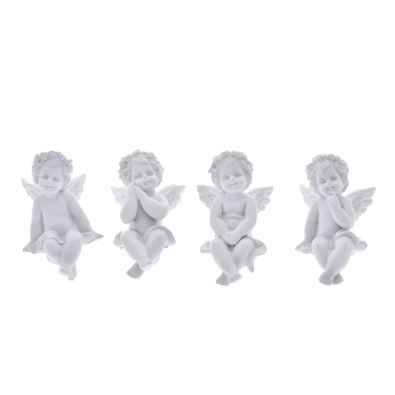 Ülő angyal, 4,2x5,3x6,2 cm, fehér, 4 féle