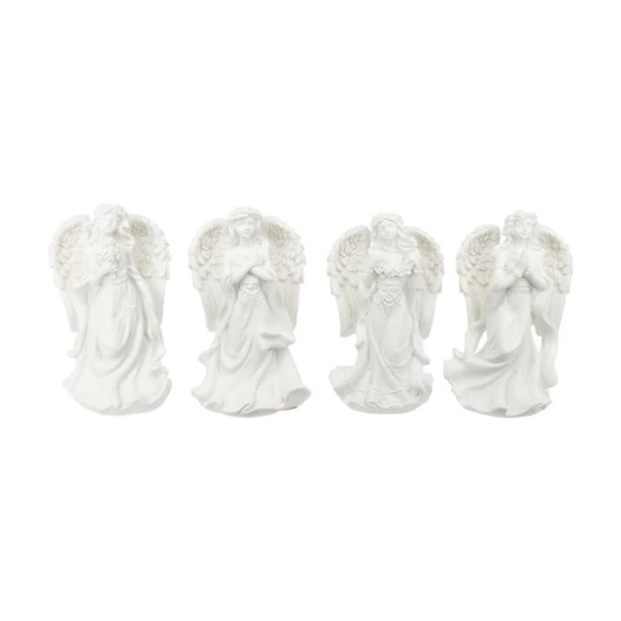 Álló angyal virágkosárral vagy imádkozó poly fehér 5,6x4x9,8 cm 4 féle