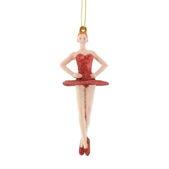 Akasztós ballerina figura, 4,5x3,8x11,9 cm, piros