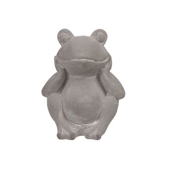 Ülő béka, cement, szürke, 11x9,5x12,5 cm