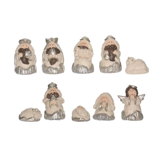 Betlehem, poly, fehér-ezüst, 3,8 cm, 10 db