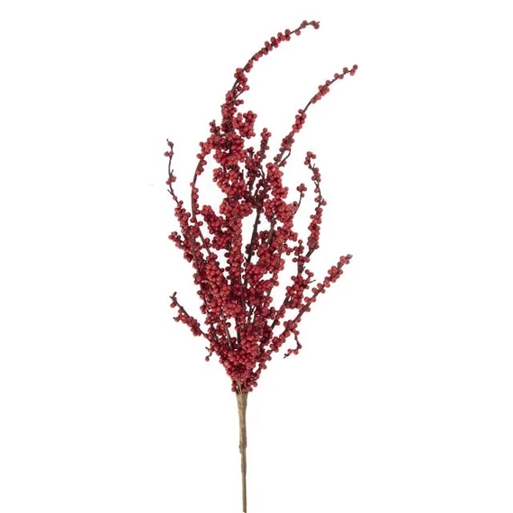 Betűzős bogyós ág, műanyag, 84 cm, piros