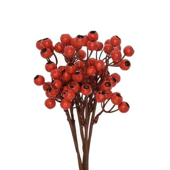 Bogyós ág piros, műanyag és polyfoam, 26 cm