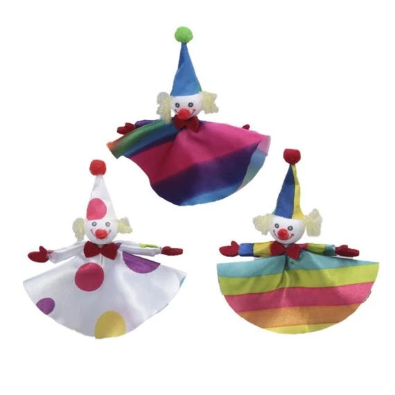 Akasztós textil bohóc színes 15 cm 6 db