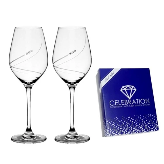 Boros pohár Swarovski kristállyal átlátszó, üveg, 360 ml, 22,5x8 cm, 2 db