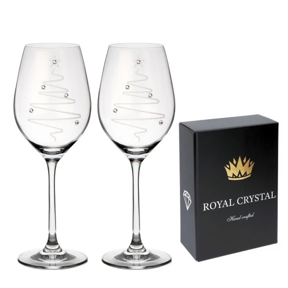 Üveg pohár boros swarovski dísszel karácsonyi 360ml 2 db