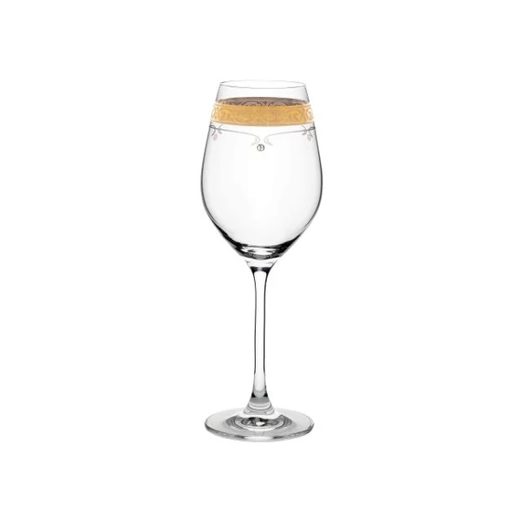 Üveg pohár arany szegéllyel, swarovski dísszel bor 360ml átlátszó 2 db