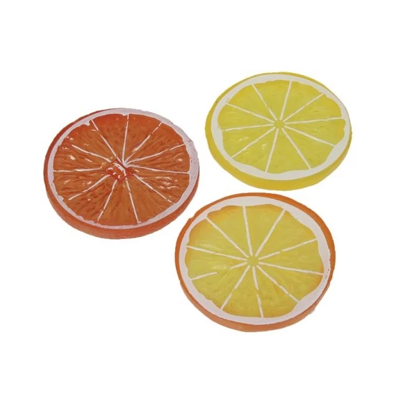 Műanyag citrus szelet sárga, narancssárga 7 cm 3 db