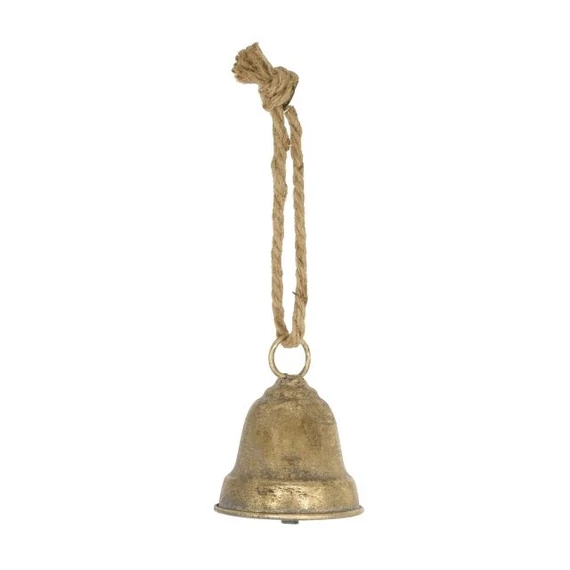 Bádog akasztós csengő 7,5×9 cm antik arany