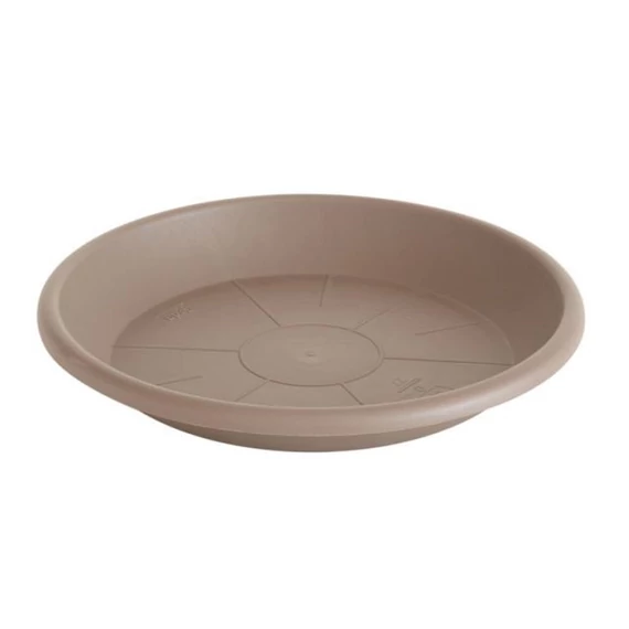 Taupe kerek műanyag cserépalátét 22x17x3 cm