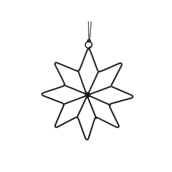 Csillag, akasztós fém 14,5 cm fekete