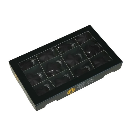 Üveg csillag, 4 cm, black, 12 db