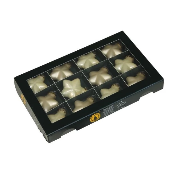 Üveg csillag, 4 cm, champagne combi, 12 db