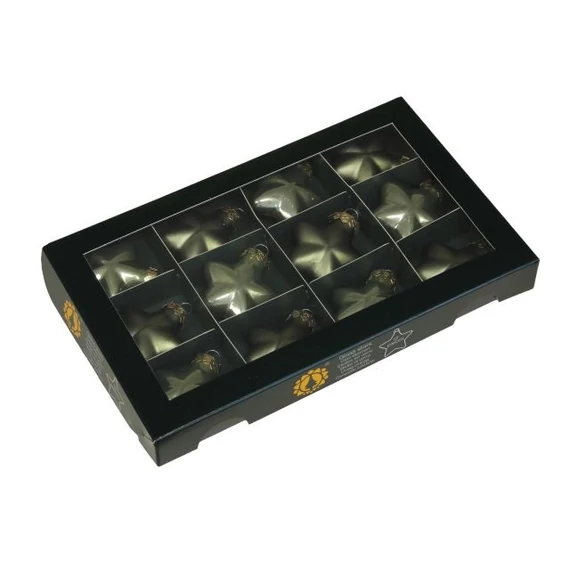 Üveg csillag, 4 cm, granite green, 12 db