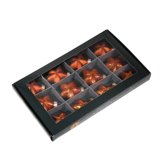 Üveg csillag, 4 cm, mandarin, 12 db