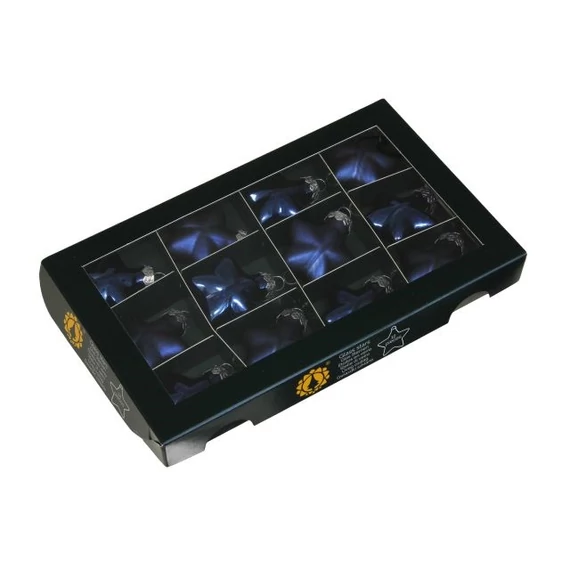 Üveg csillag, 4 cm, night blue, 12 db