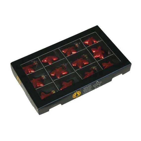 Üveg csillag, 4 cm red shiny, 12 db