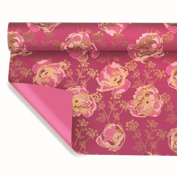 Csomagoló fólia peonia mintával 0,8x40m pink