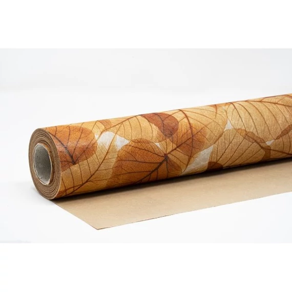 Vízálló csomagolópapír levél mintával, narancs, 750 mm x 25 m