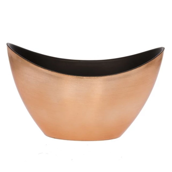 Csónak alakú kaspó, műanyag, 20x9x11,5 cm, bronz
