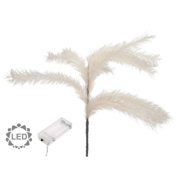 Díszfű csokor LED-es szárított 105 cm krém
