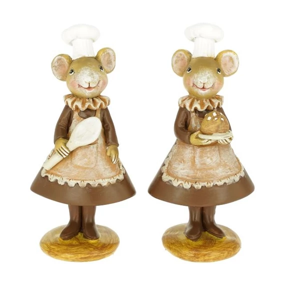 Poly egér sütivel, kanállal álló 6x4,5x13 cm barna, bézs (2 féle)