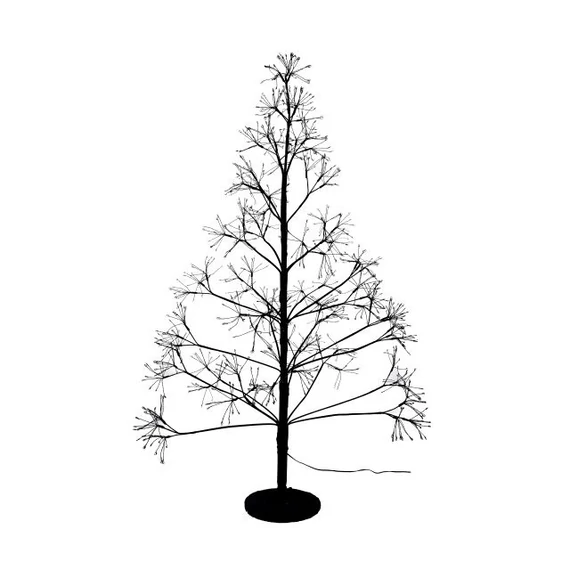 Fa karácsonyfa formájú, 990 LED világítással, melegfehér, elektromos, műanyag, 120 cm, fekete
