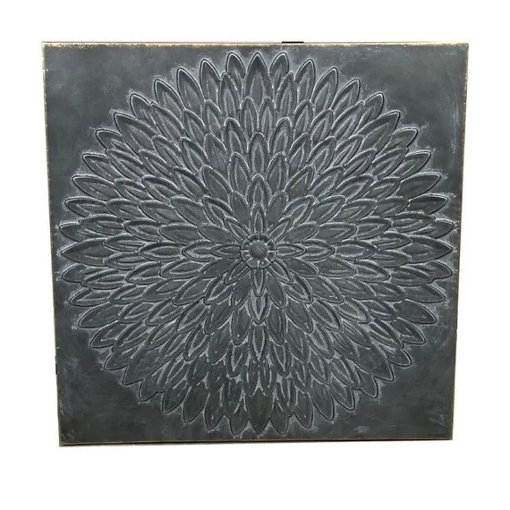 Akasztós fali dekoráció, fém, 58x58x2 cm, ezüst
