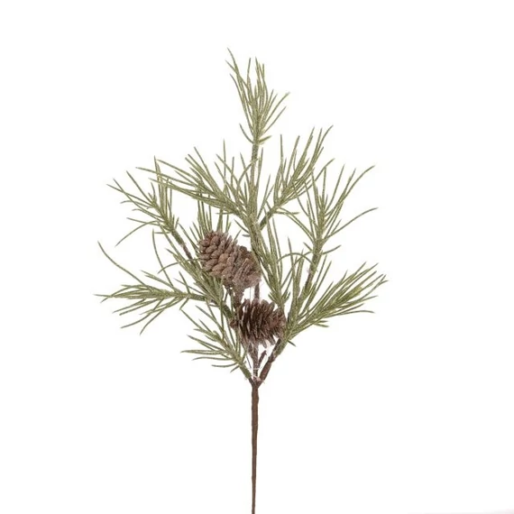 Fenyőág tobozzal, betűzős, glitteres, műanyag, 31 cm, zöld