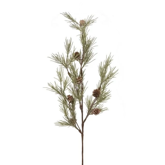 Fenyőág tobozzal, glitteres, műanyag, 88 cm, zöld