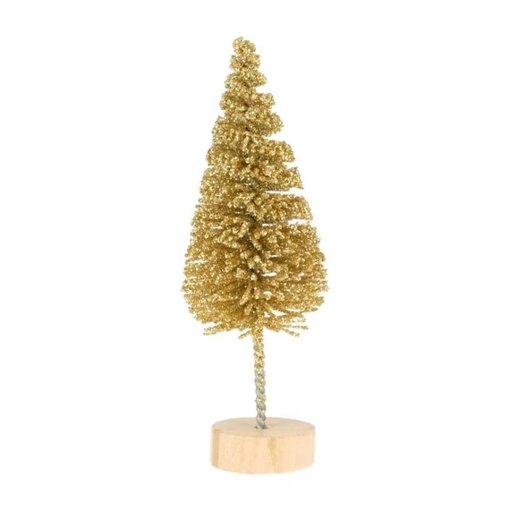 Fenyő dekoráció mini, glitteres műanyag 6 cm arany S/8