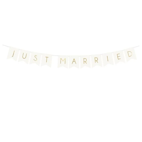 Girland Just Married felirattal 15x155 cm fehér,arany