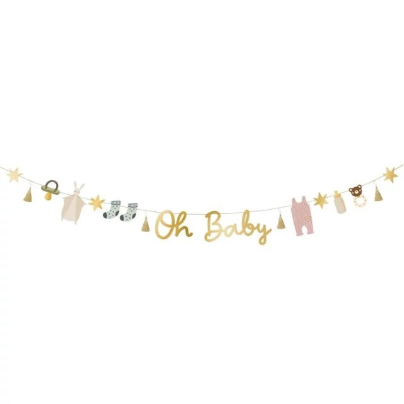 Girland "Oh baby" felirattal műanyag 2,5m arany