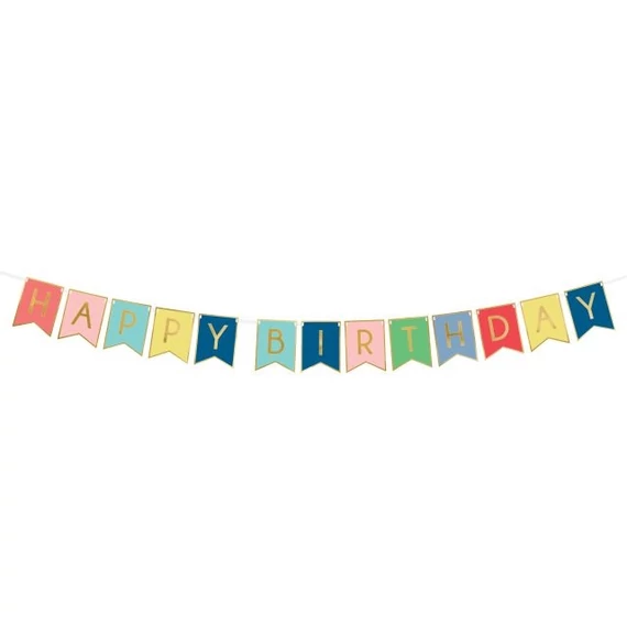 Girland felirattal "Happy Birthday" papír 15x175cm