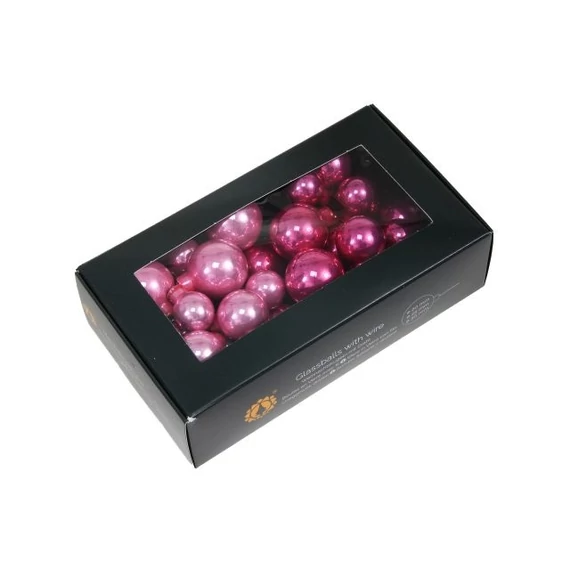 Betűzős üveg gömb, 2/2,5/3 cm, pink opal, 6 db