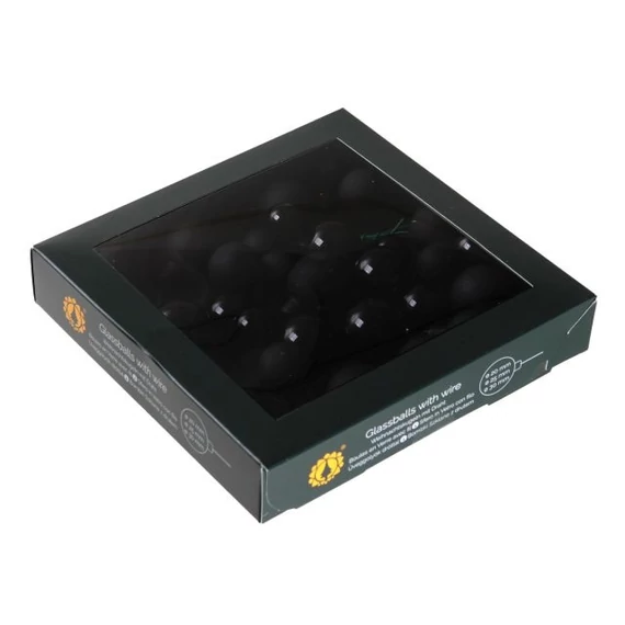 Betűzős üveg gömb, 2/2,5/3 cm, black, 6 db