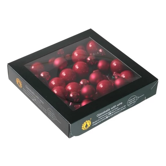Üveg betűzős gömb, 2/2,5/3 cm christmas red, 6 db
